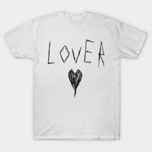 Cute and Dark Lover Heart Text Design T-Shirt